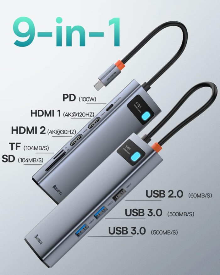 Baseus - 9 in 1 USB C Hub with 2 HDMI - Image 2